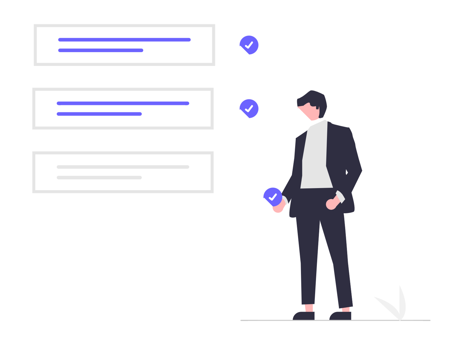 Flat Illustration Of Businessman Checking Completed Tasks On A List