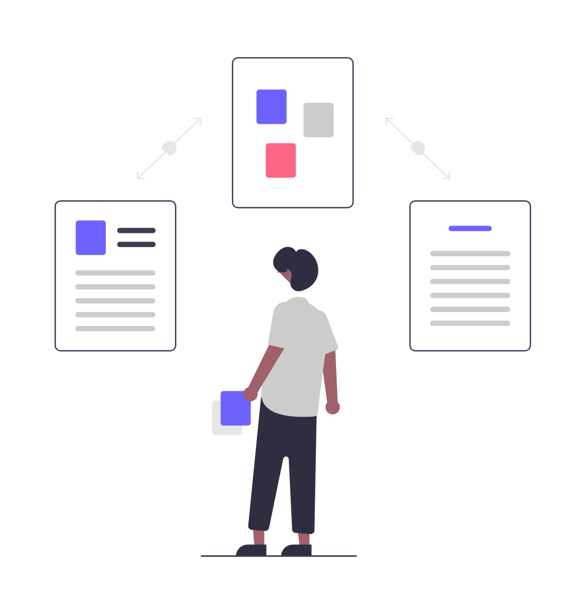 Flat Illustration Of Character Managing Digital Data And Information Workflow