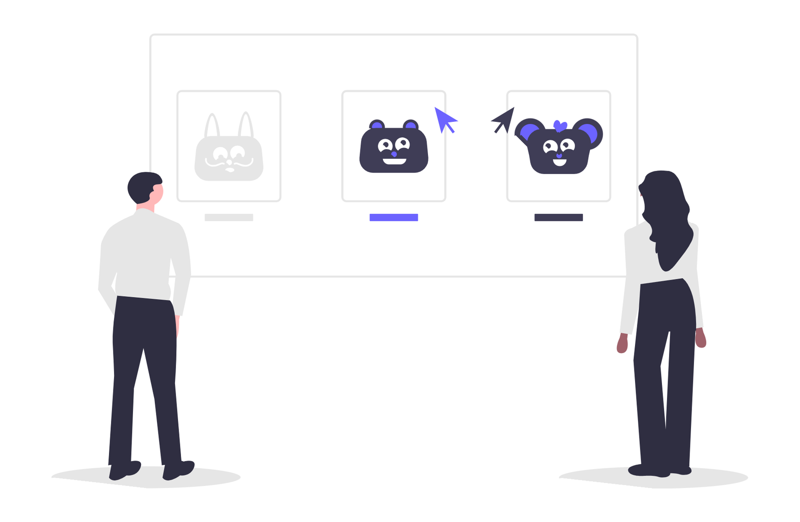 Flat Illustration Of People Choosing Avatars On A Digital Interface