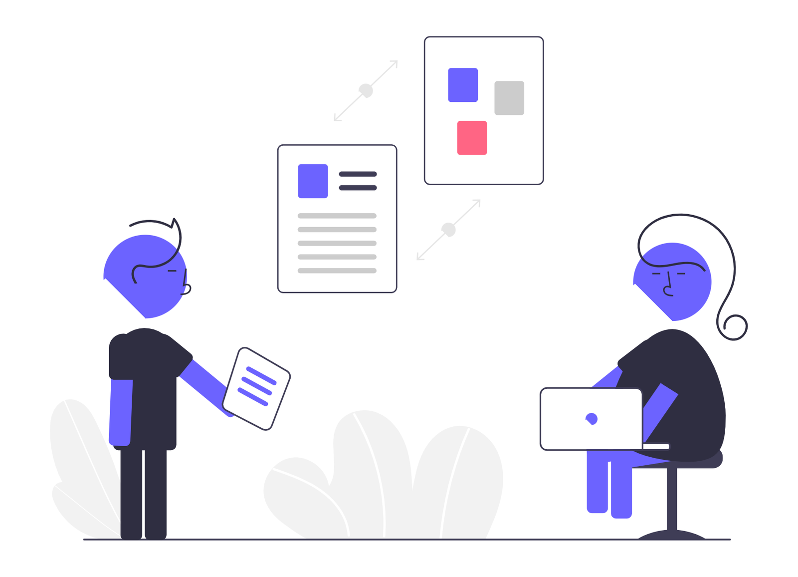 Flat Illustration Of People Collaborating Sharing Data And Working Digitally