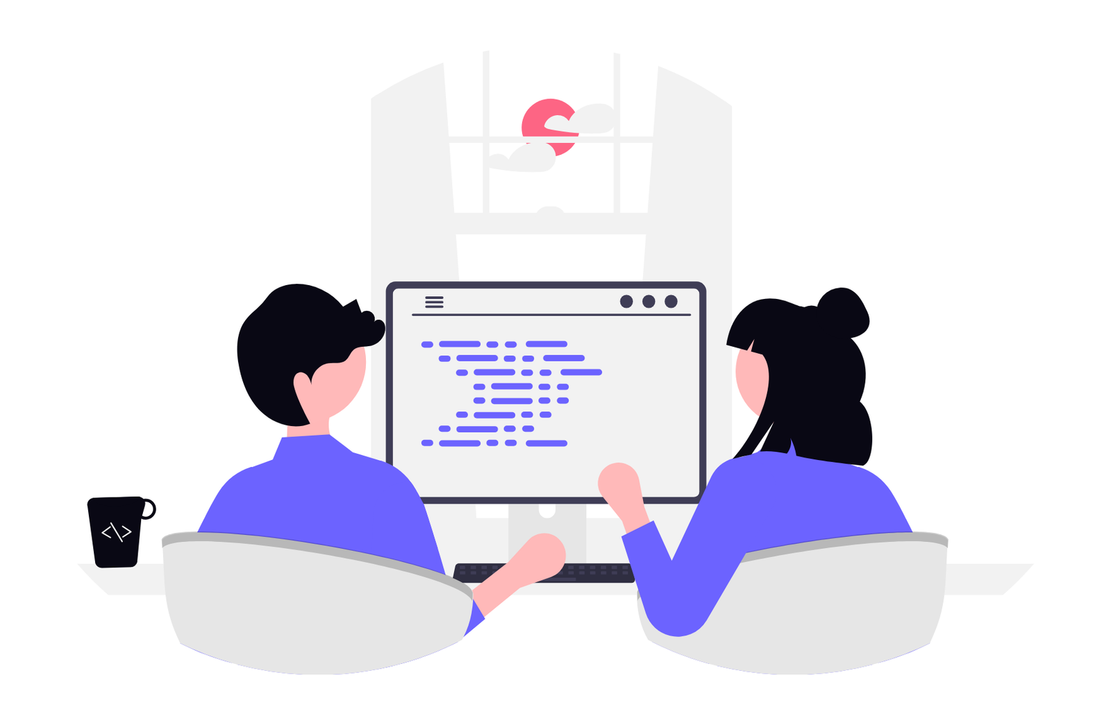 Flat Illustration Of Teamwork In Programming And Web Development