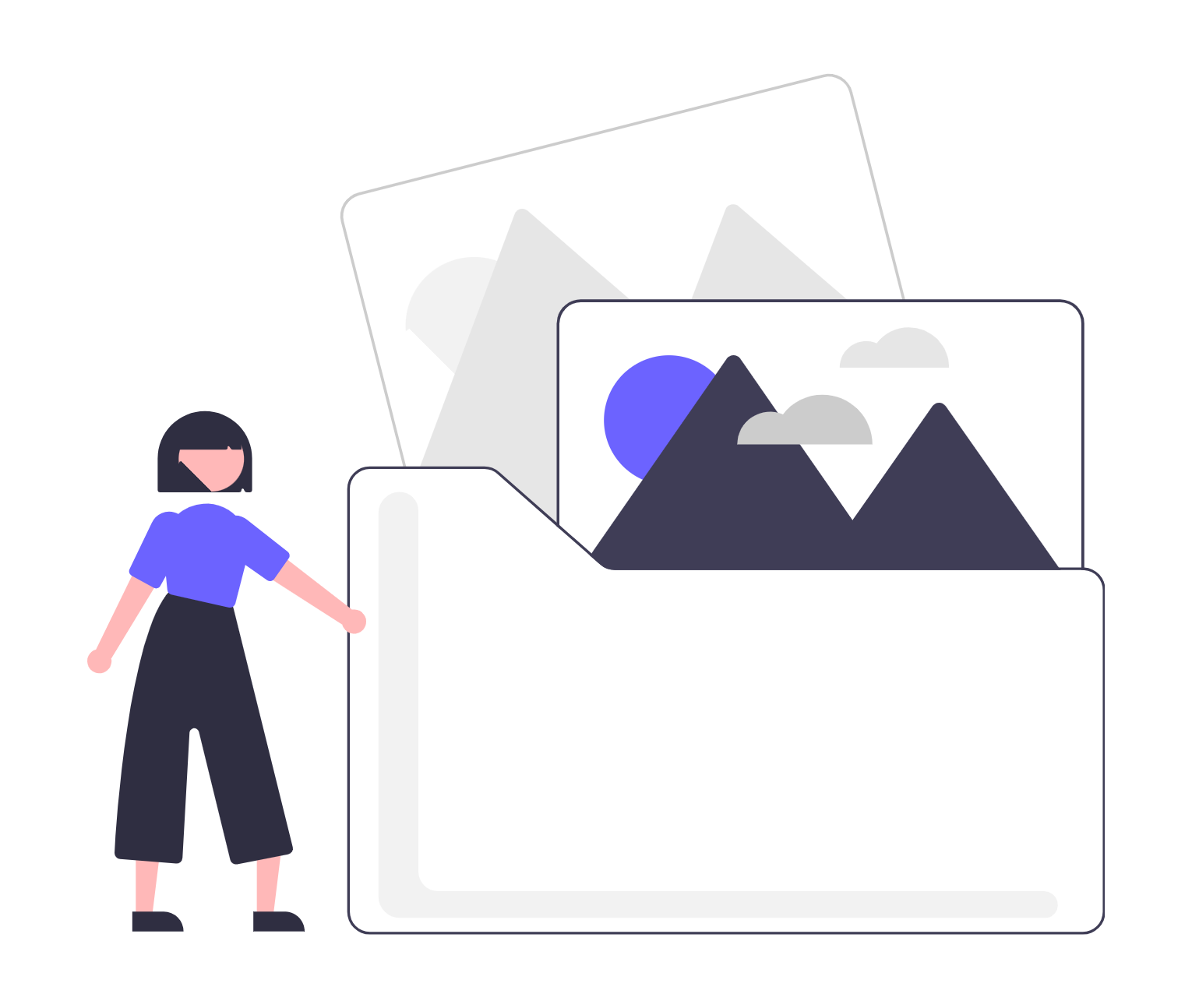 Flat Illustration Of Woman Organizing Digital Image Files