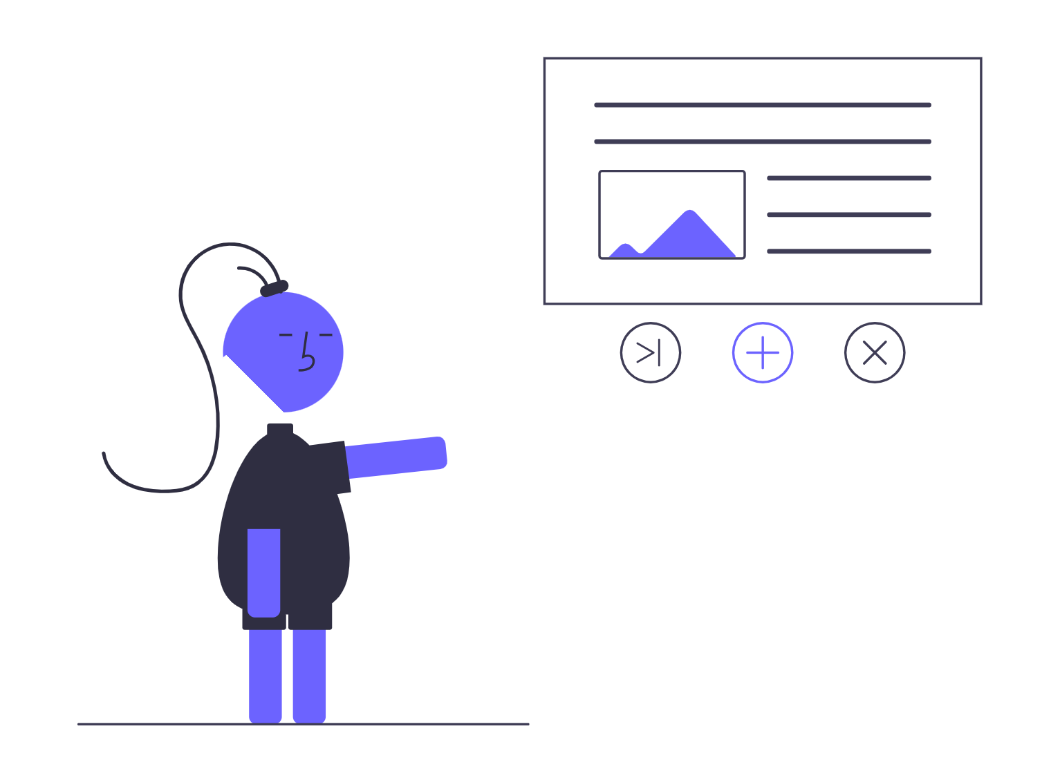Flat Minimalist Character Presenting Web Interface And Content