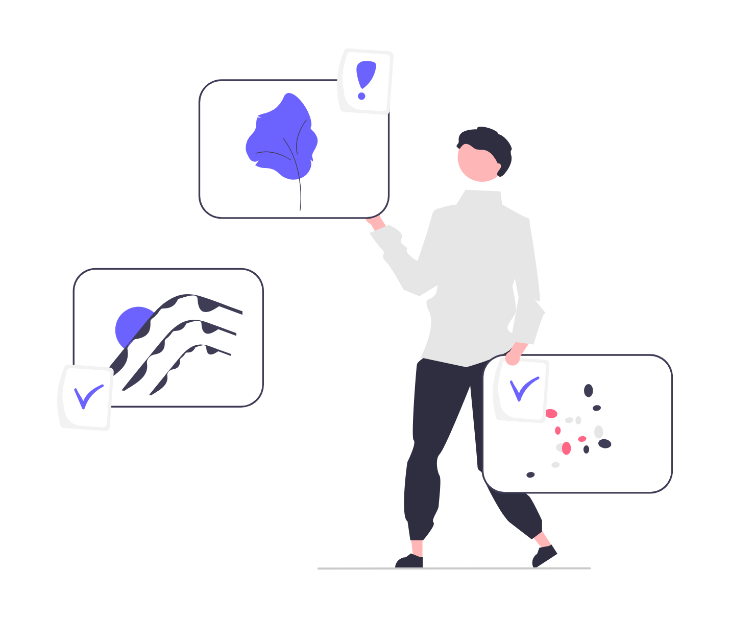 Flat Minimalist Design Of Person Reviewing Or Managing Digital Content And Data