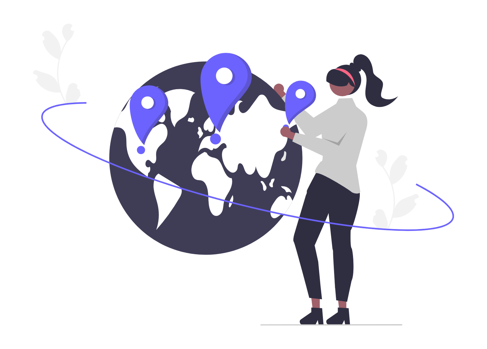 Flat Minimalist Global Location Pin Illustration On World Map