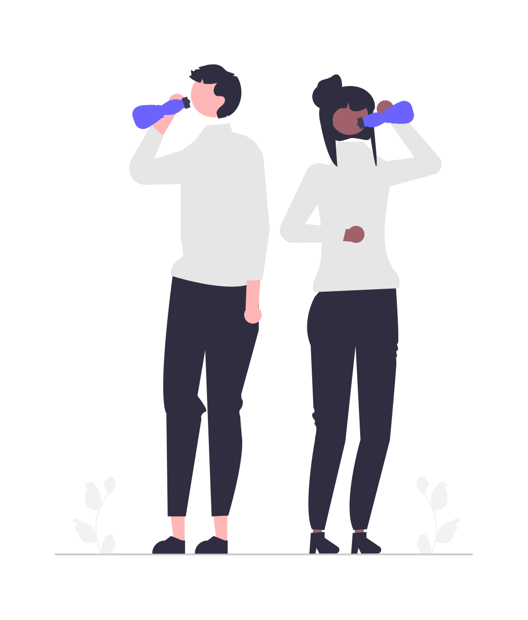 Flat Minimalist Illustration Of People Hydrating With Water Bottles