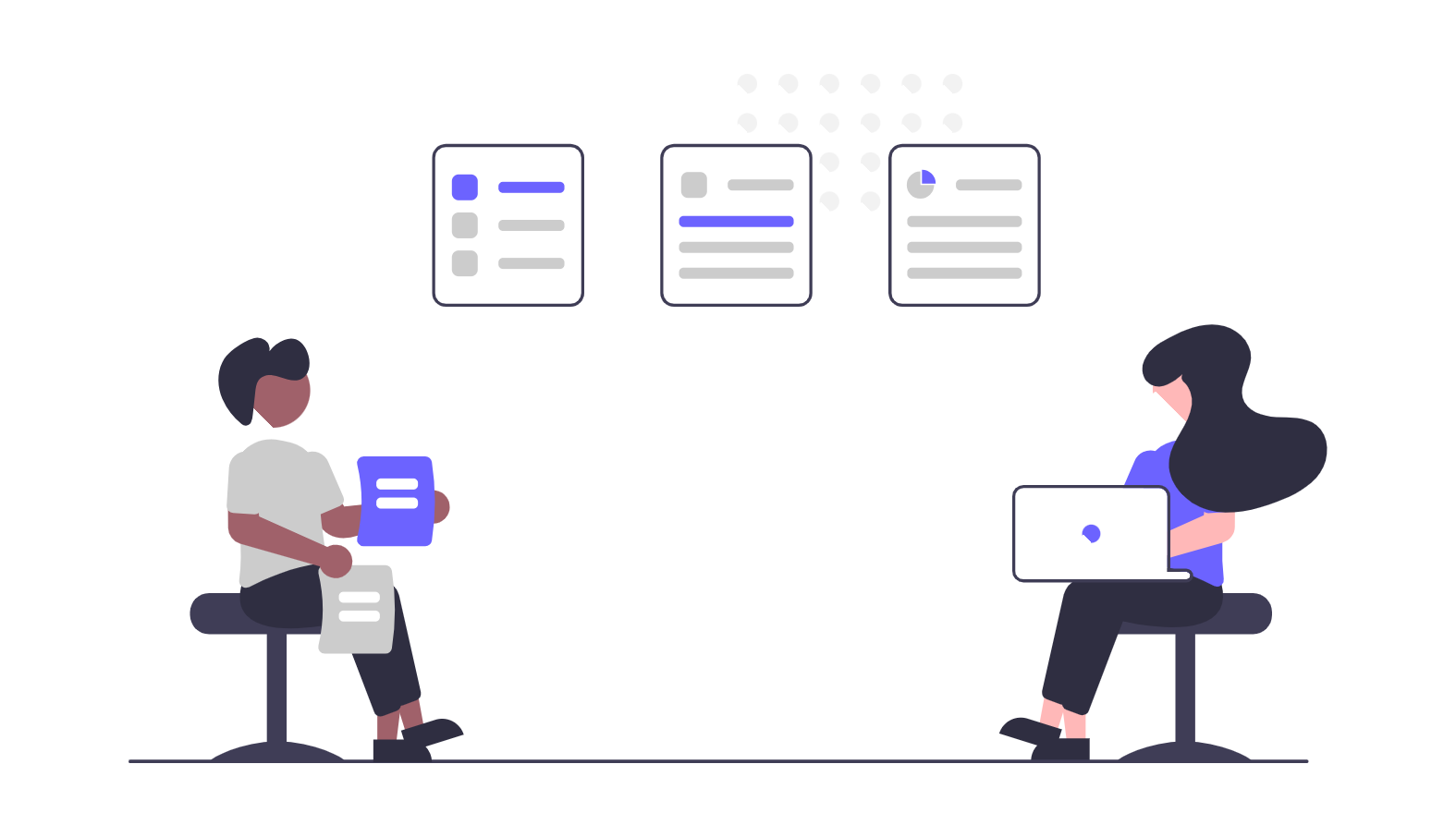 Flat Minimalist Illustration Of People Managing Documents And Data Workflow