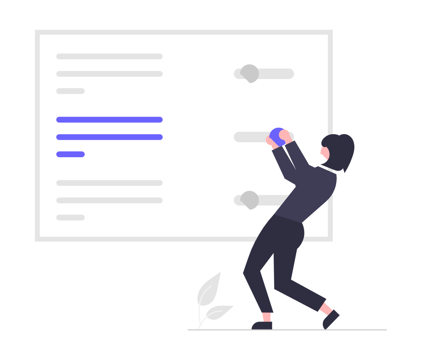 Flat Minimalist Illustration Of Person Adjusting Settings On A UI