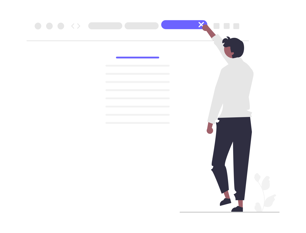 Flat Minimalist Illustration Of Person Closing Web Browser Tab
