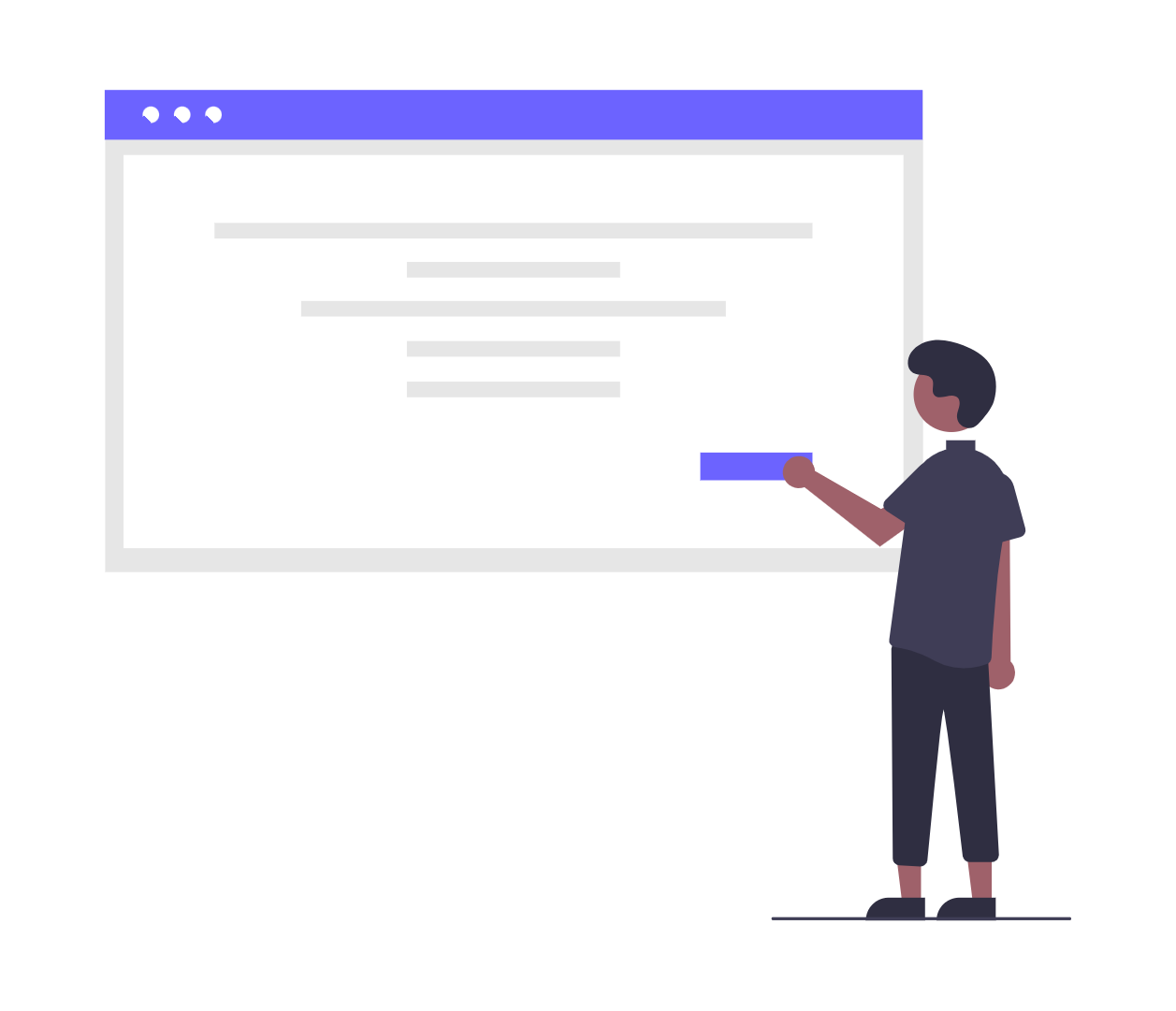 Flat Minimalist Illustration Of Person Interacting With Web Interface