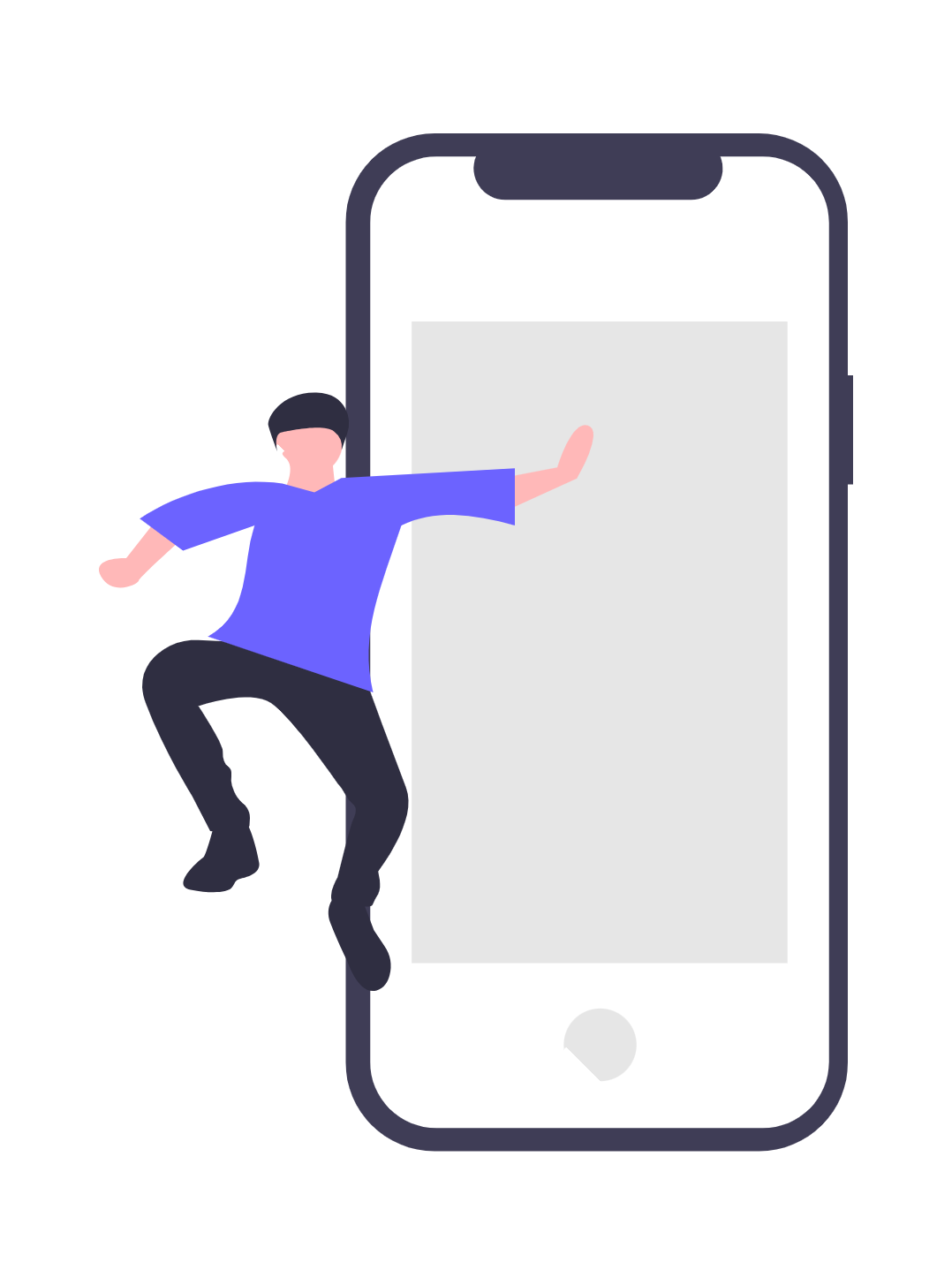 Flat Minimalist Illustration Of Person Interacting With A Smartphone