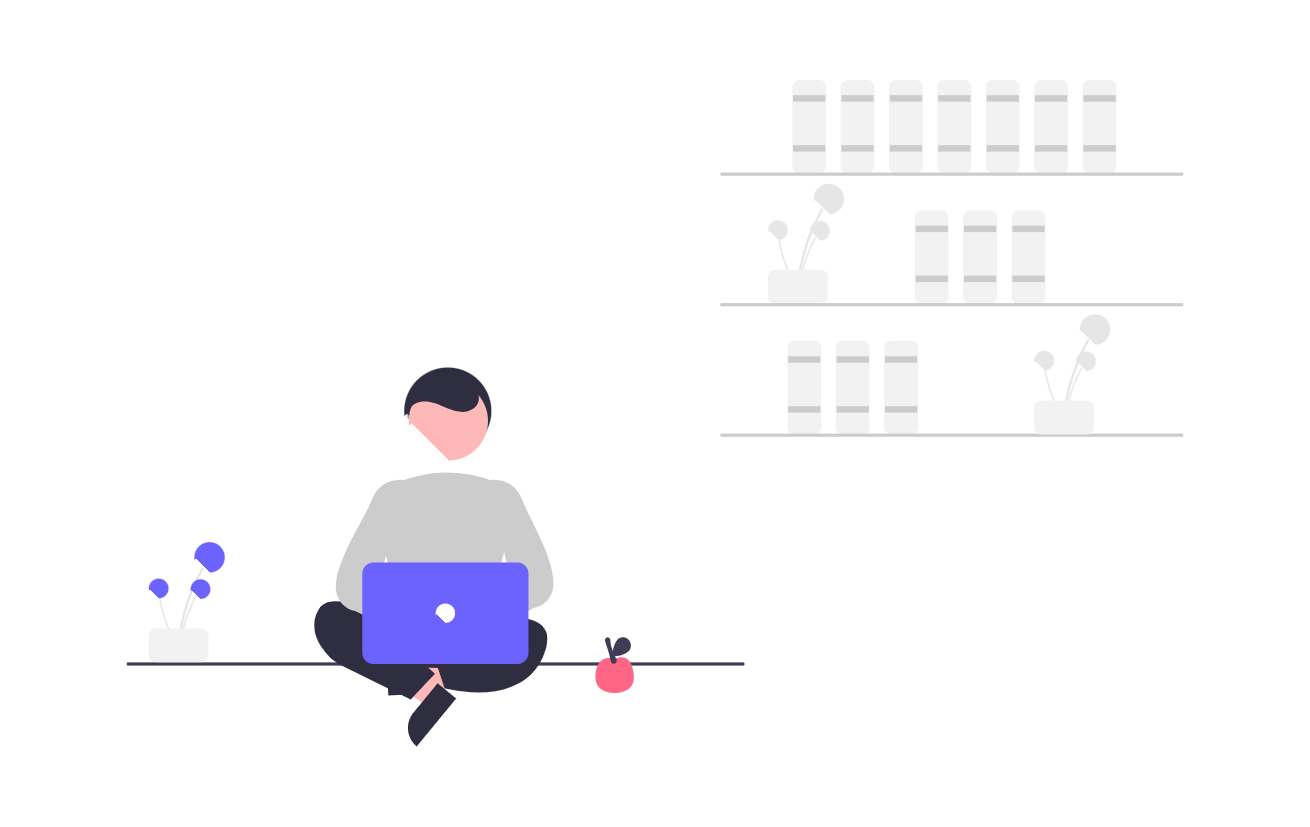 Flat Minimalist Illustration Of Person Working Remotely With Laptop
