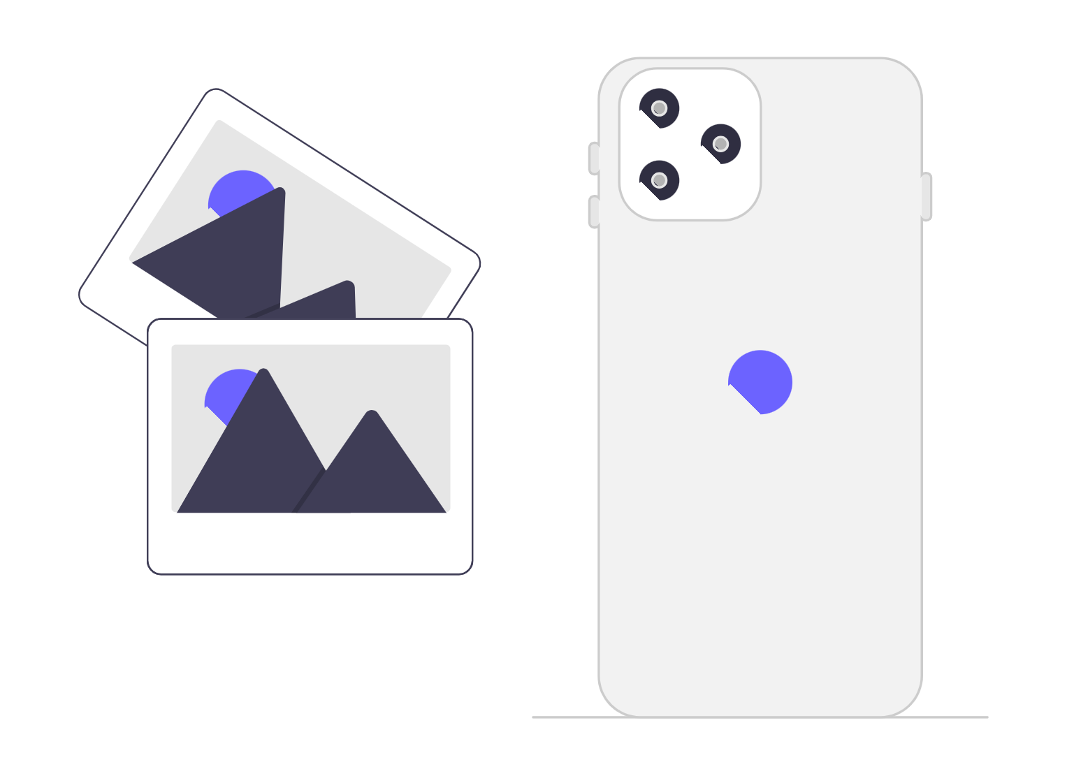 Flat Minimalist Illustration Of Smartphone With Photo Gallery Images