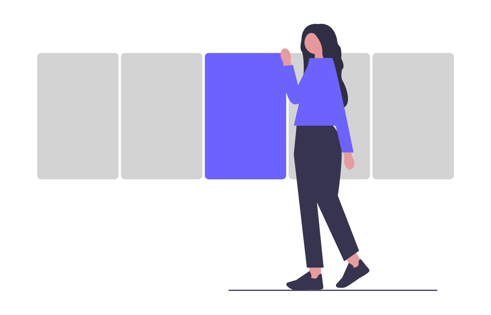 Flat Minimalist Illustration Of Woman Selecting Content Card