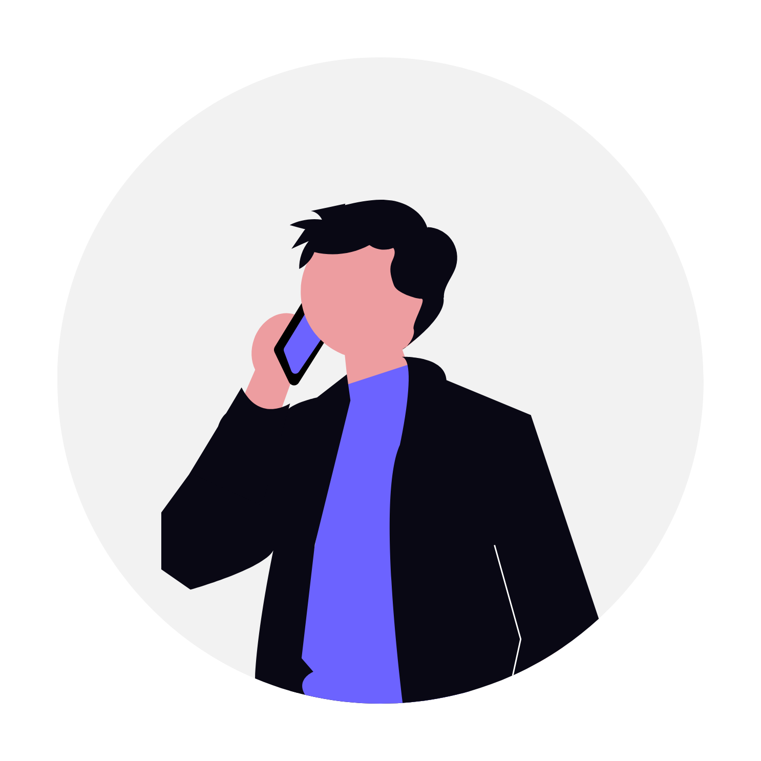Flat Minimalist Illustration Of A Man Talking On A Phone