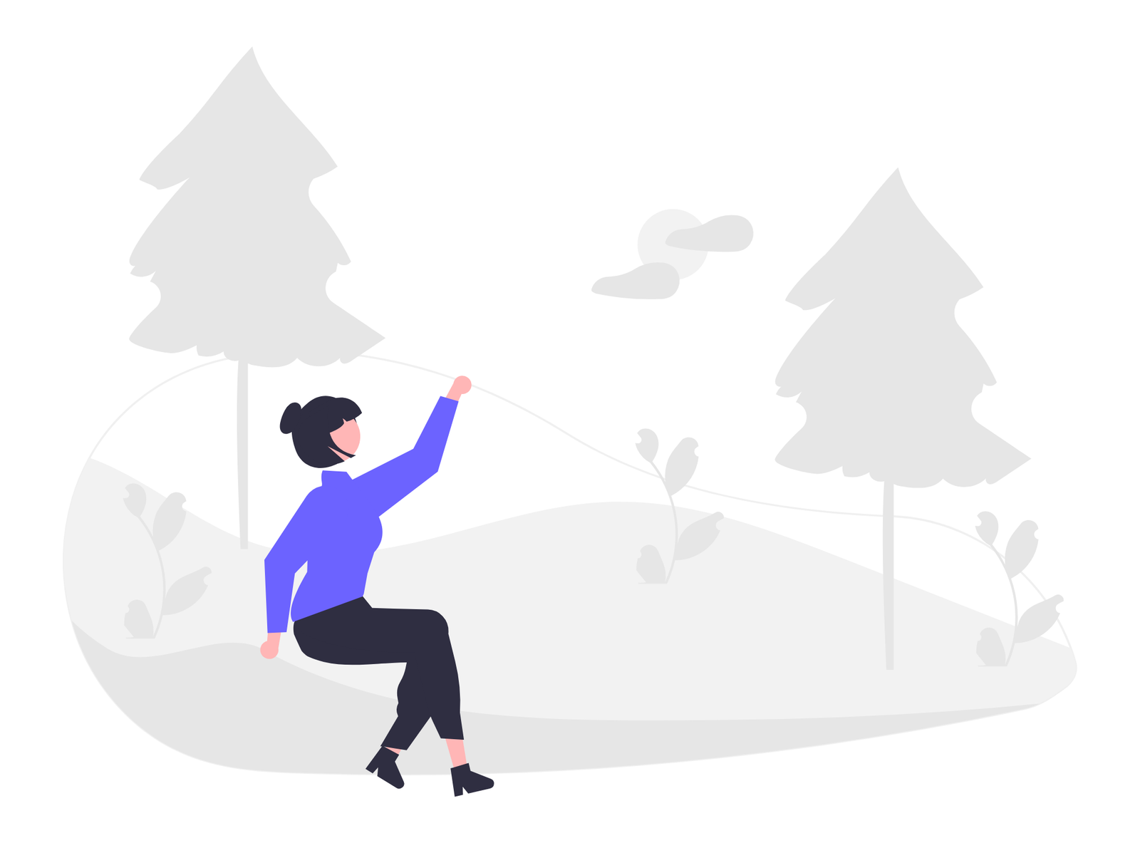 Flat Minimalist Illustration Of A Person Relaxing Outdoors With String