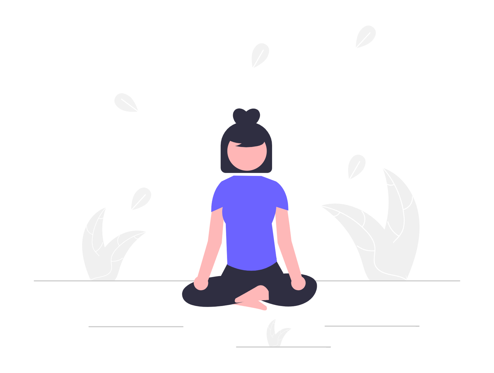Flat Minimalist Illustration Of A Woman Meditating For Calmness And Wellness