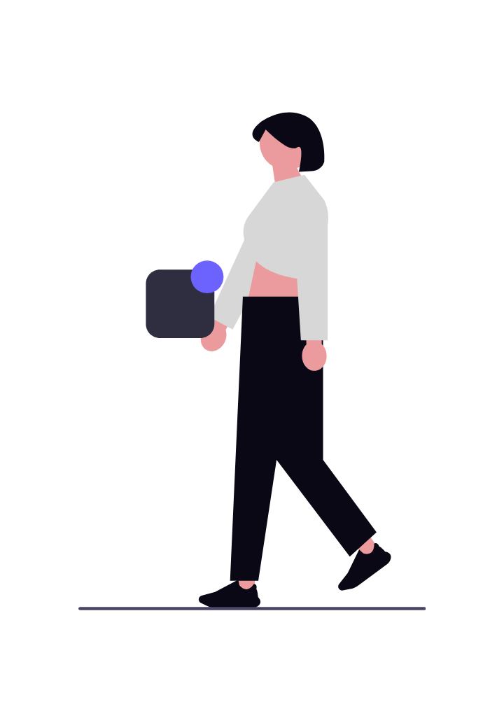 Flat Minimalist Vector Illustration Of A Person Walking With A Notification