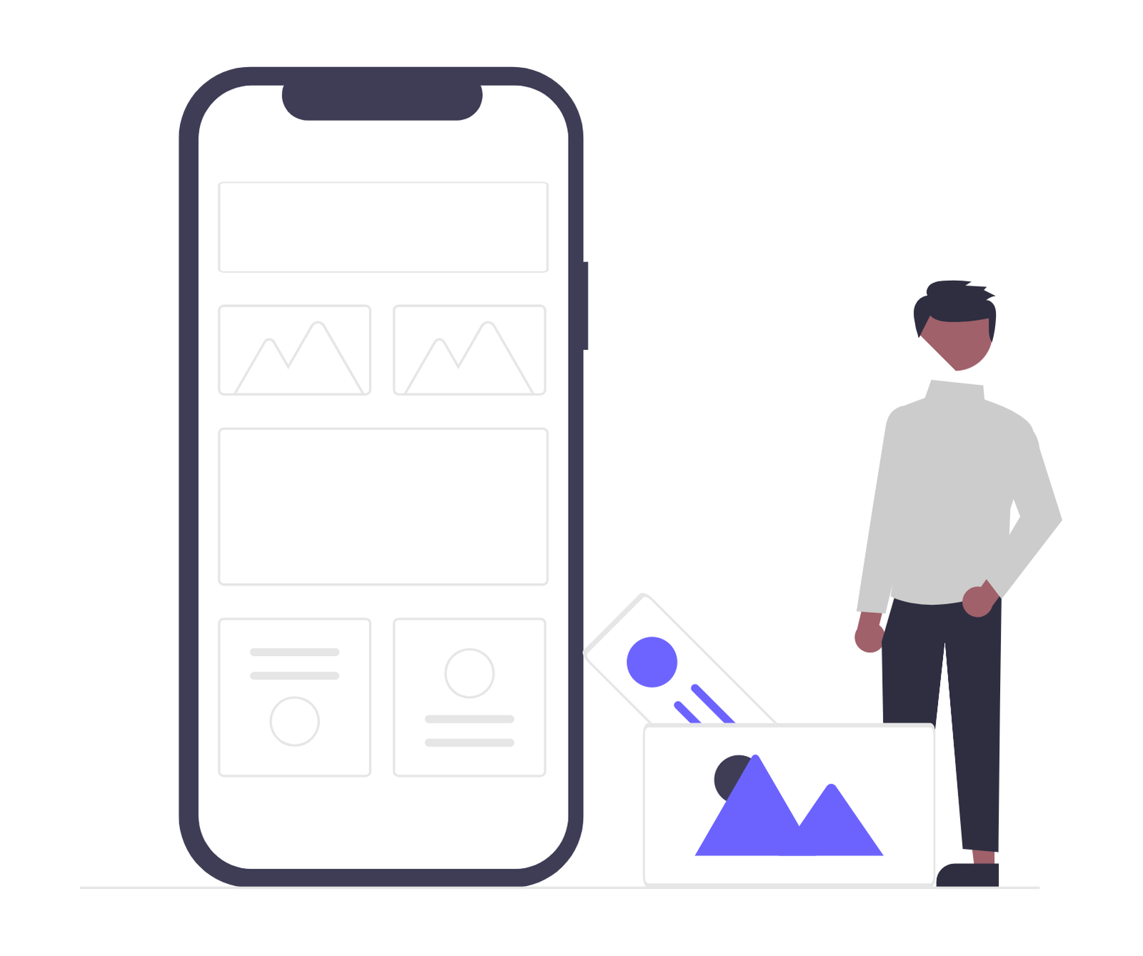 Flat Illustration Of Mobile Content Management And Digital Assets