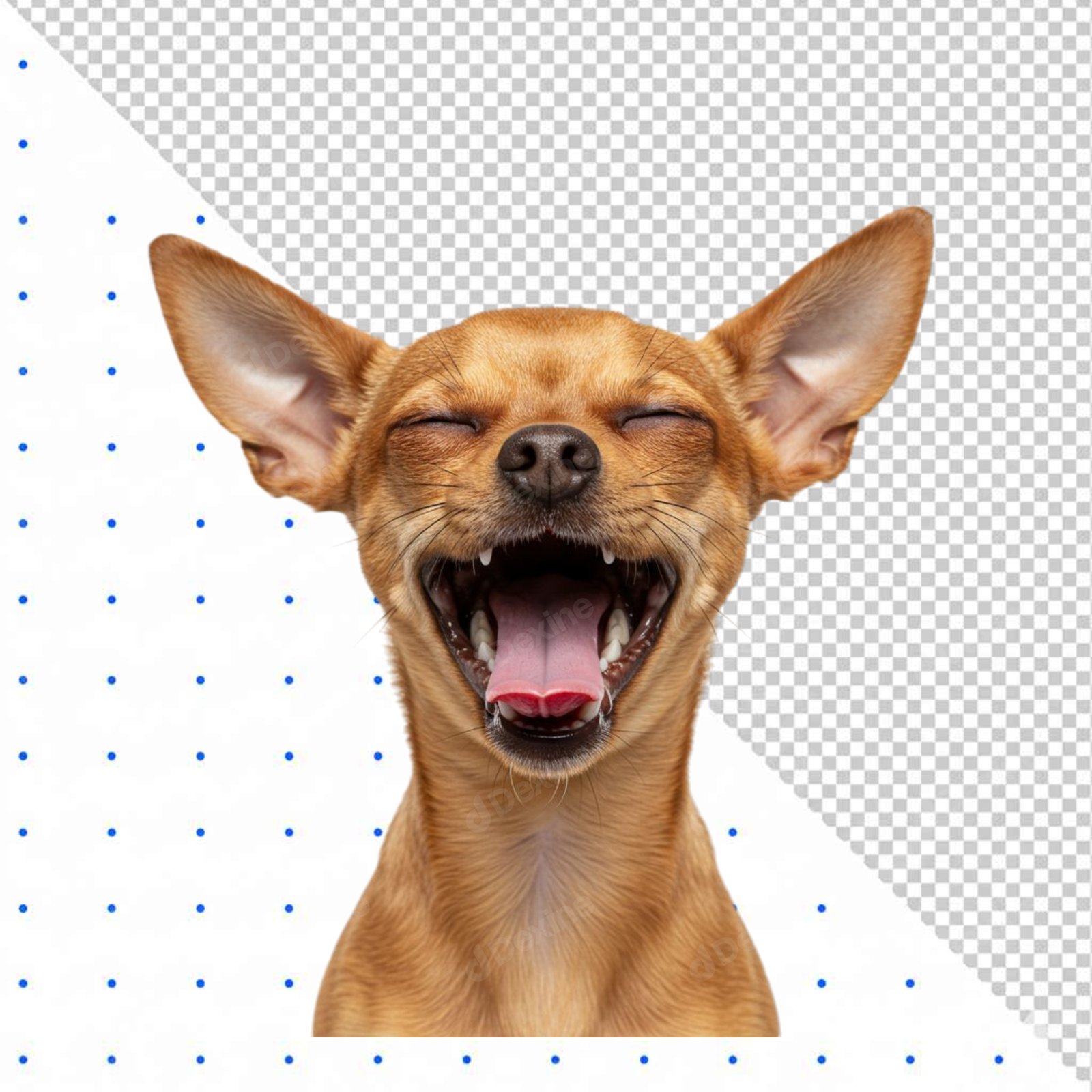 Funny Laughing Small Dog Close Up Cutout Isolated On Transparent PNG