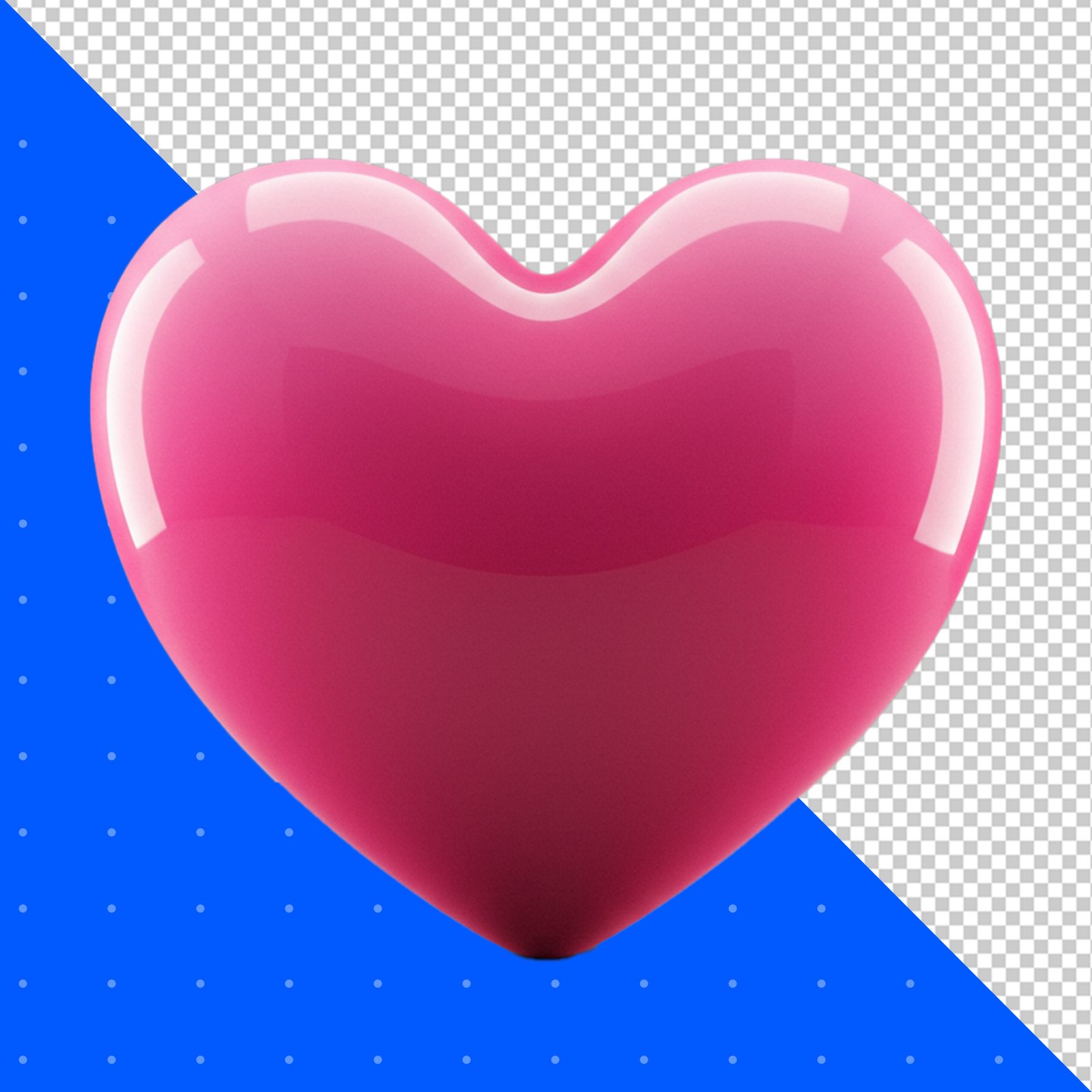 Glossy 3D Heart Shape In Vibrant Pink PNG Transparent Background