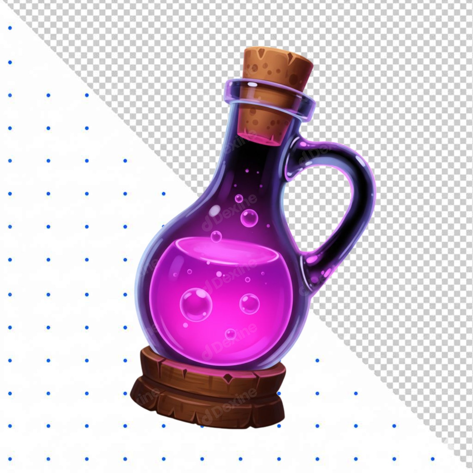 Glowing Fantasy Magic Potion Bottle Icon Transparent Cutout PNG