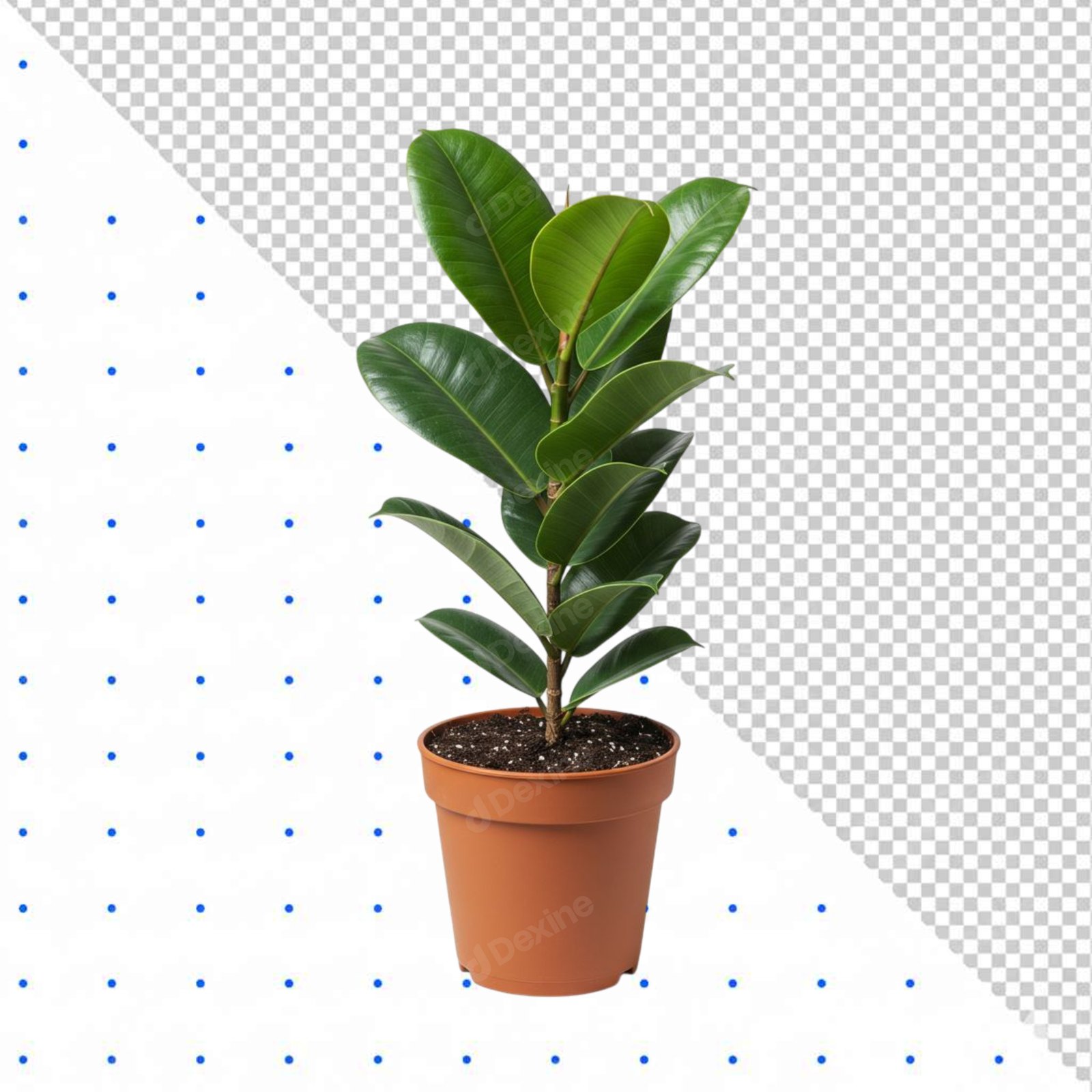 Green Ficus Elastica Rubber Plant In Pot Isolated Transparent PNG