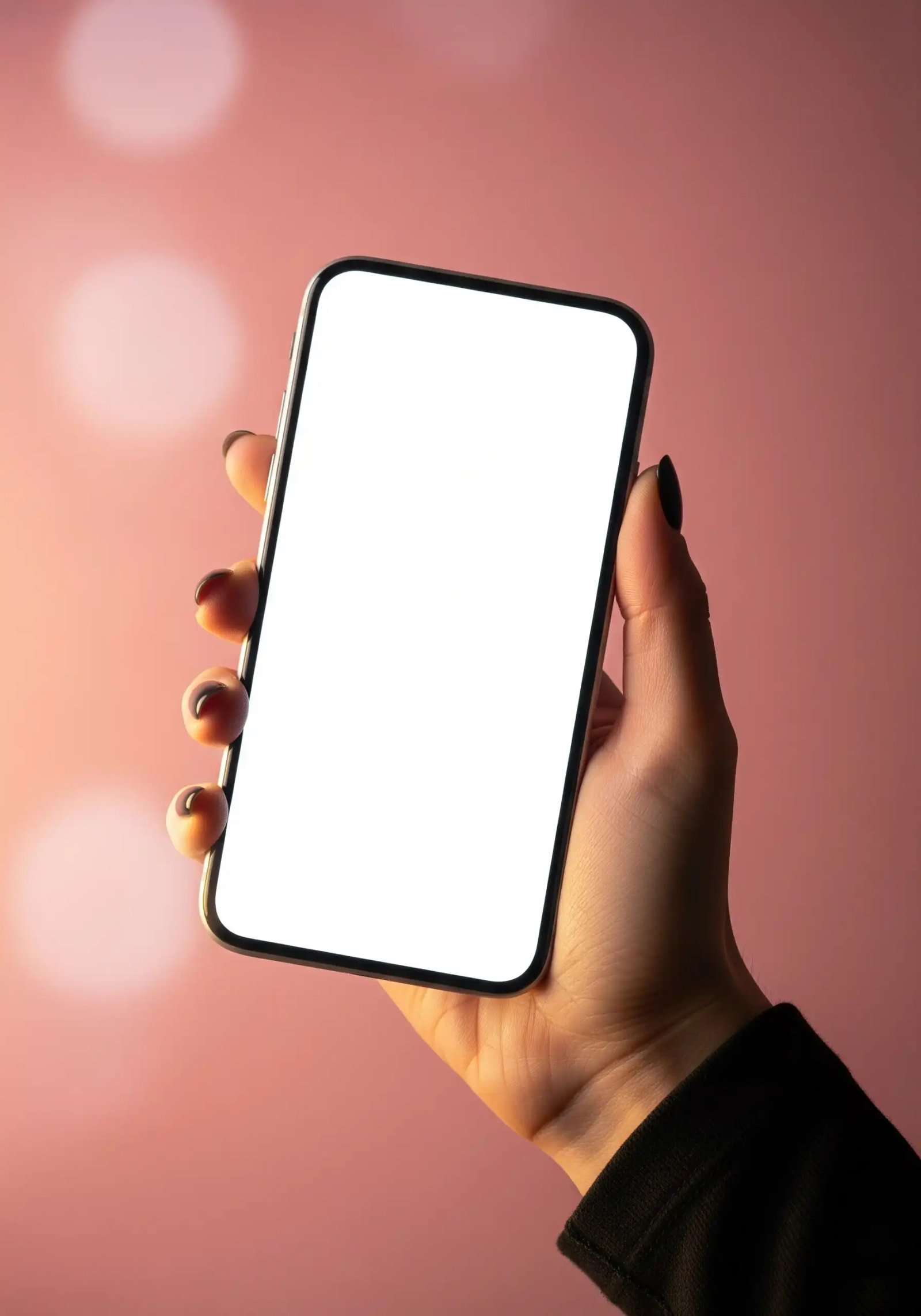 Hand Holding Modern Smartphone With Blank White Screen