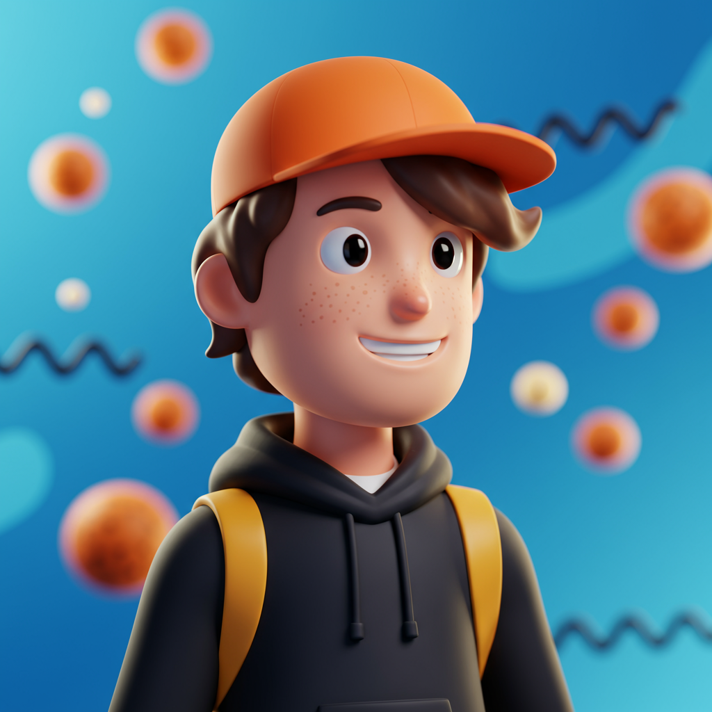 Happy 3D Cartoon Boy Student Smiling With Cap And Backpack