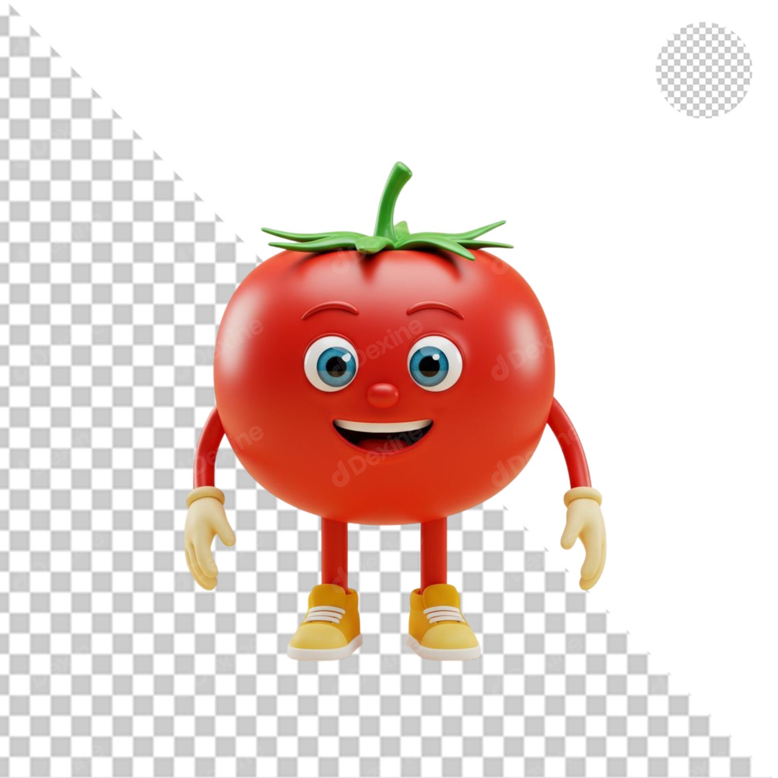 Happy 3D Cartoon Tomato Character With Transparent Background