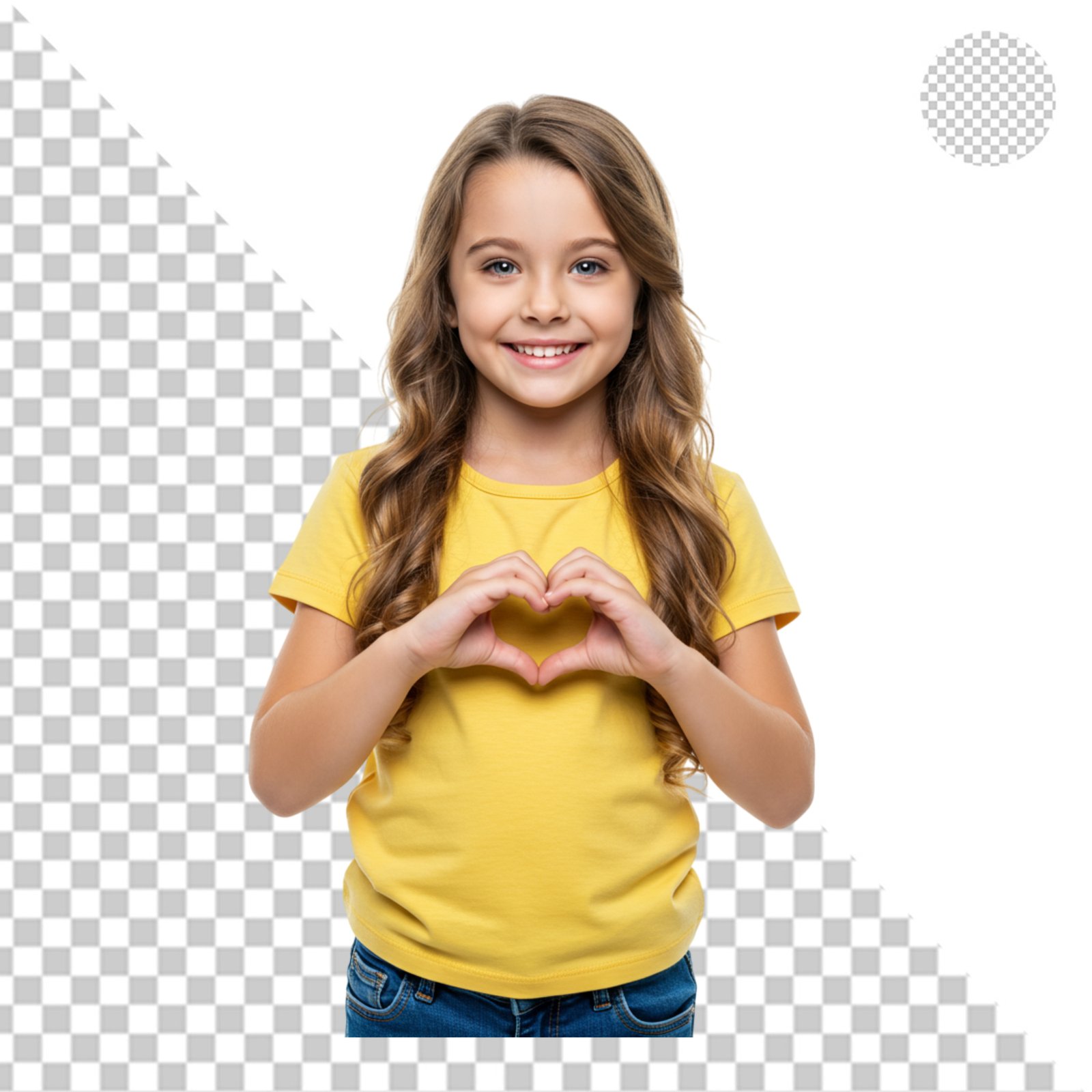 Happy Young Girl Making Heart Shape With Hands Isolated Transparent PNG
