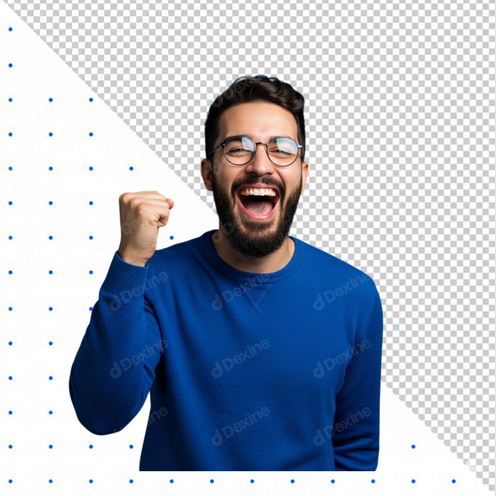 Happy Young Man Celebrating Success Isolated Transparent PNG