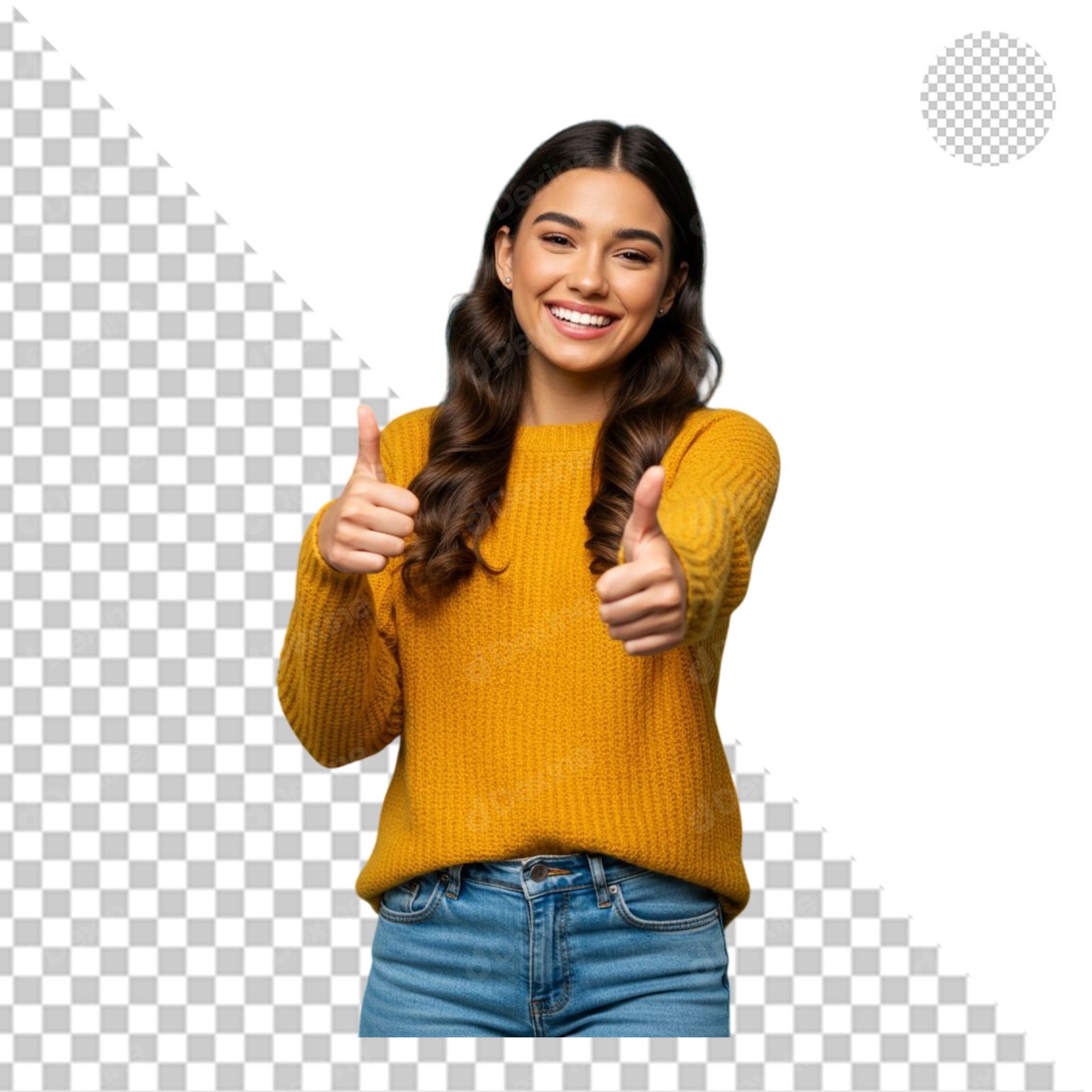 Happy Young Woman Giving Thumbs Up Gesture Isolated Transparent PNG