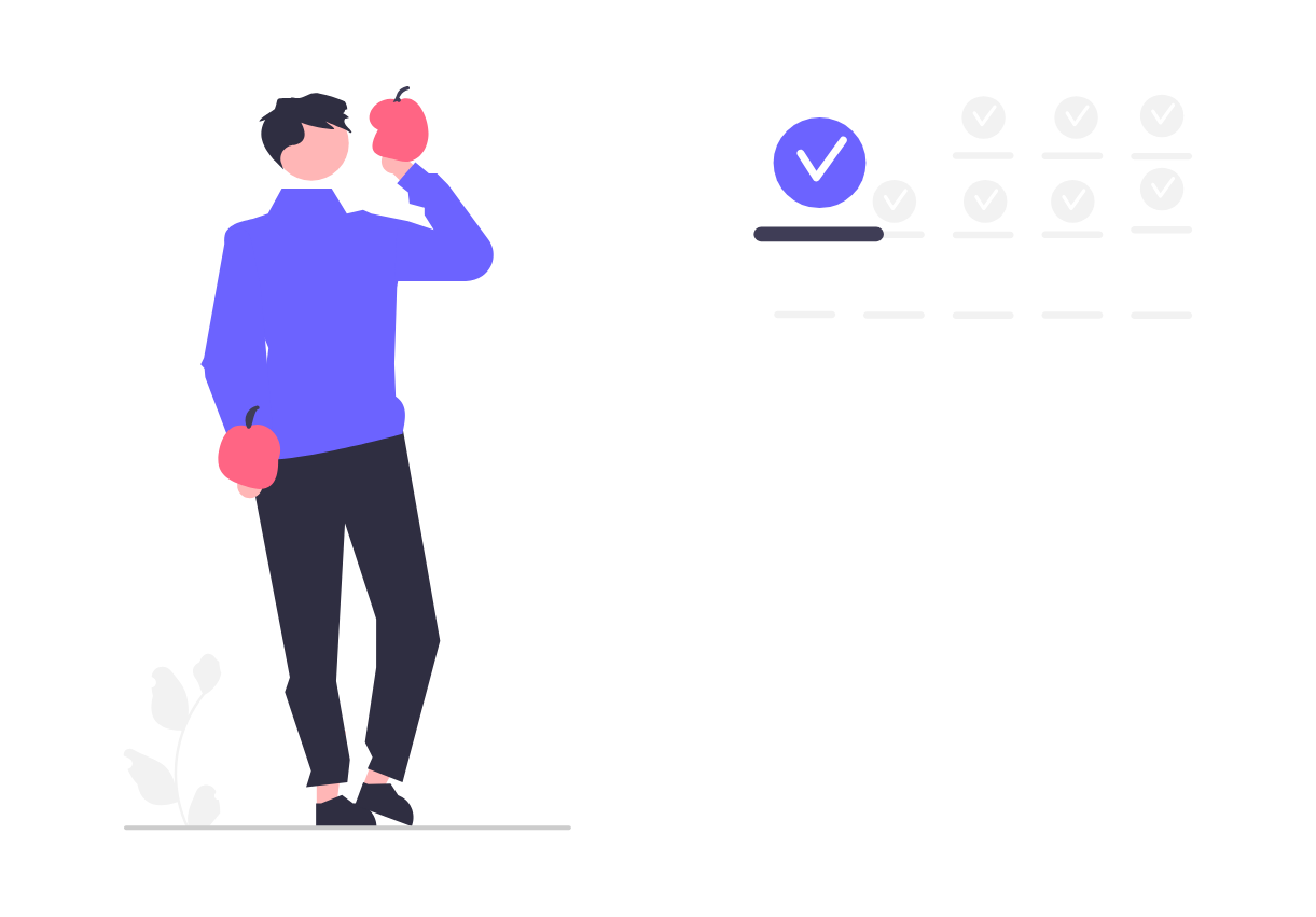 Healthy Lifestyle Choice With Man And Apple Flat Minimalist Illustration