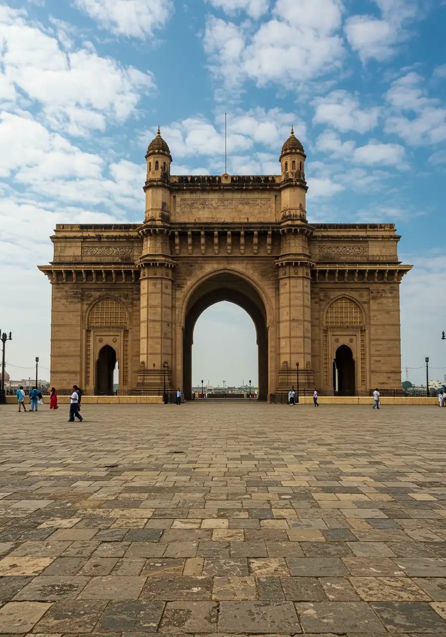 Iconic Gateway Of India Monument In Mumbai India Under Blue Sky