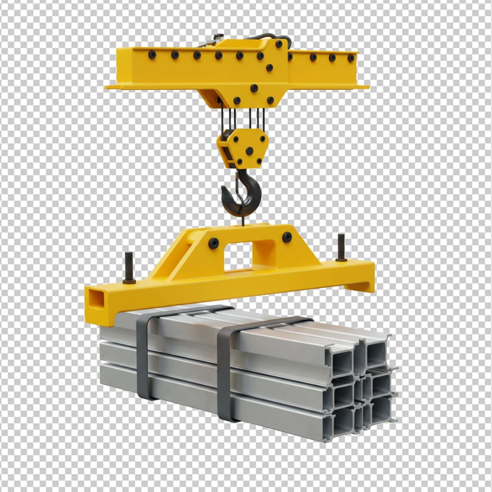 Industrial Crane Hook And Spreader Lifting Metal Profiles Cutout