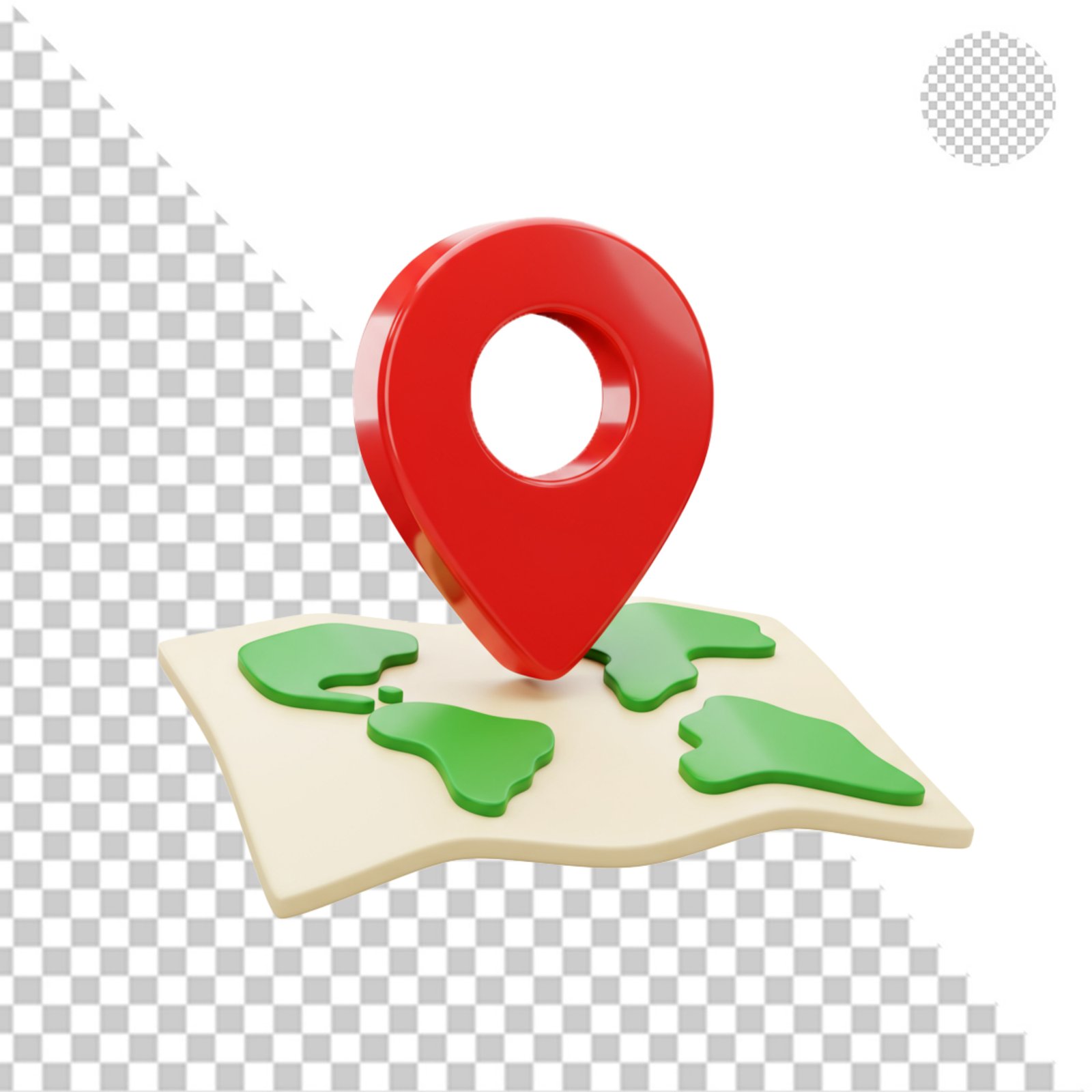 Isolated 3D Location Pin On Global Map With Transparent Background