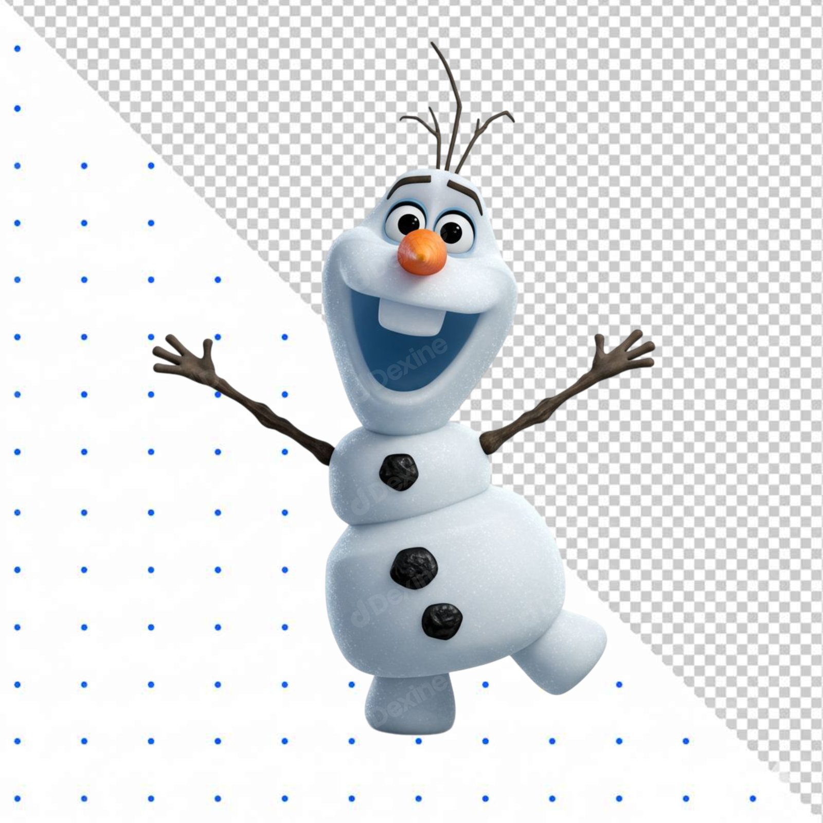 Joyful Cartoon Snowman Character Isolated On Transparent Background
