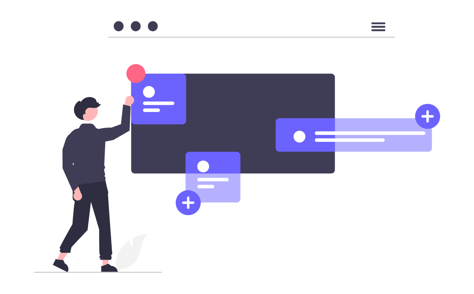 Man Interacting With Flat UI Elements On Browser Screen