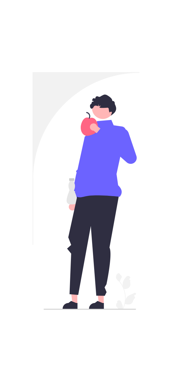 Minimalist Flat Design Illustration Of Man With Apple And Bottle