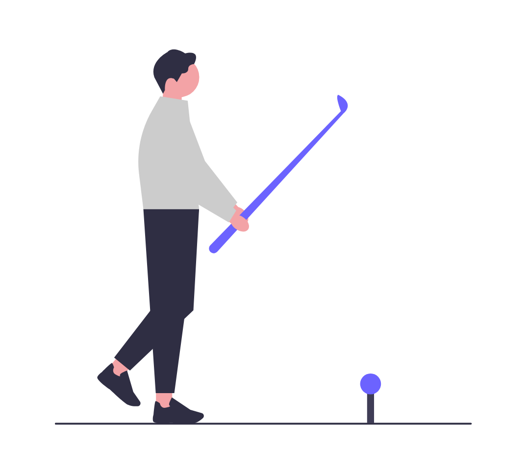 Minimalist Flat Design Of A Person Playing Golf