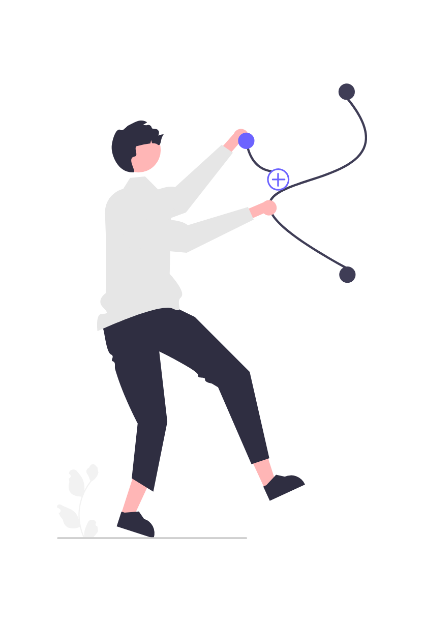 Minimalist Flat Illustration Of Person Interacting With Abstract Connection Points