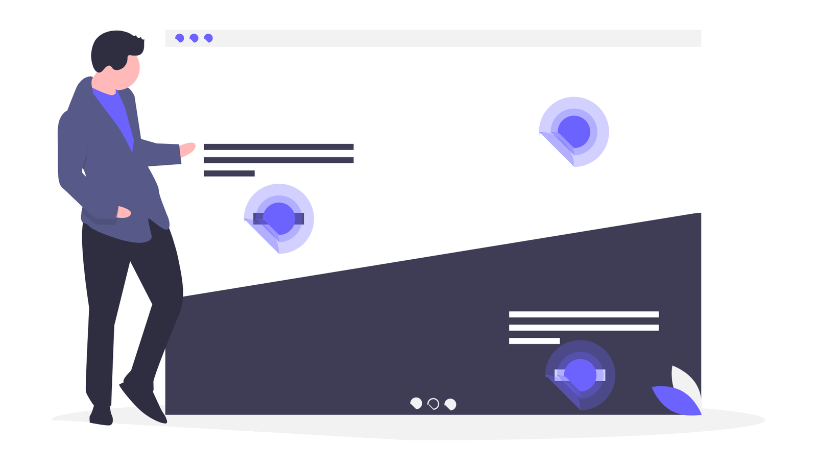 Minimalist Man Interacting With Abstract Digital Web Interface