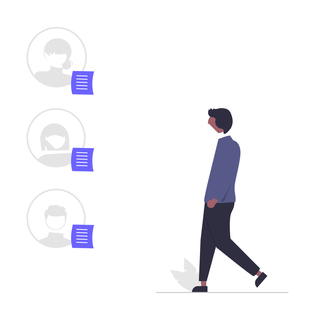 Minimalist Man Walking Away From Online Profiles And Messages