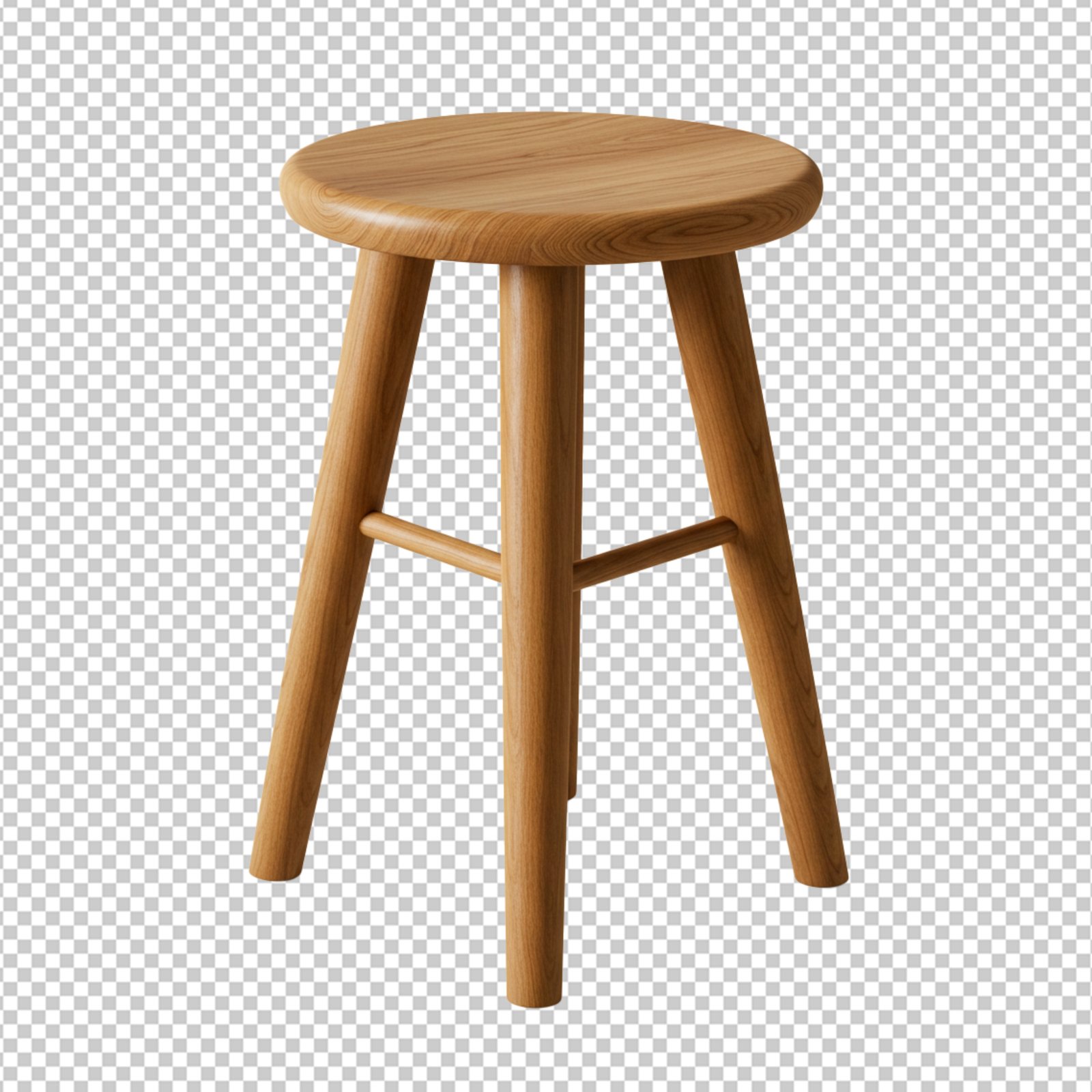 Minimalist Wooden Round Stool Isolated PNG