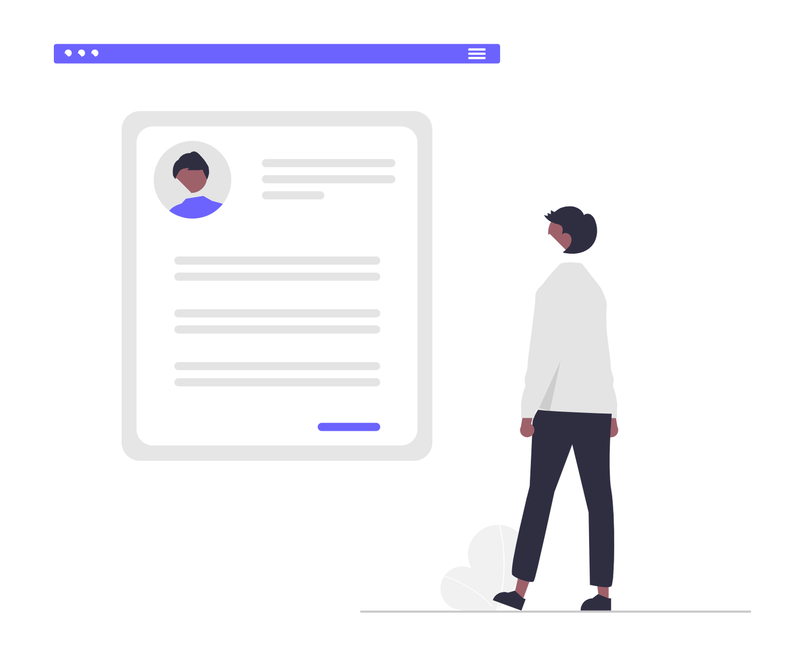Minimalist Flat Illustration Of A Person Reviewing An Online Profile Document