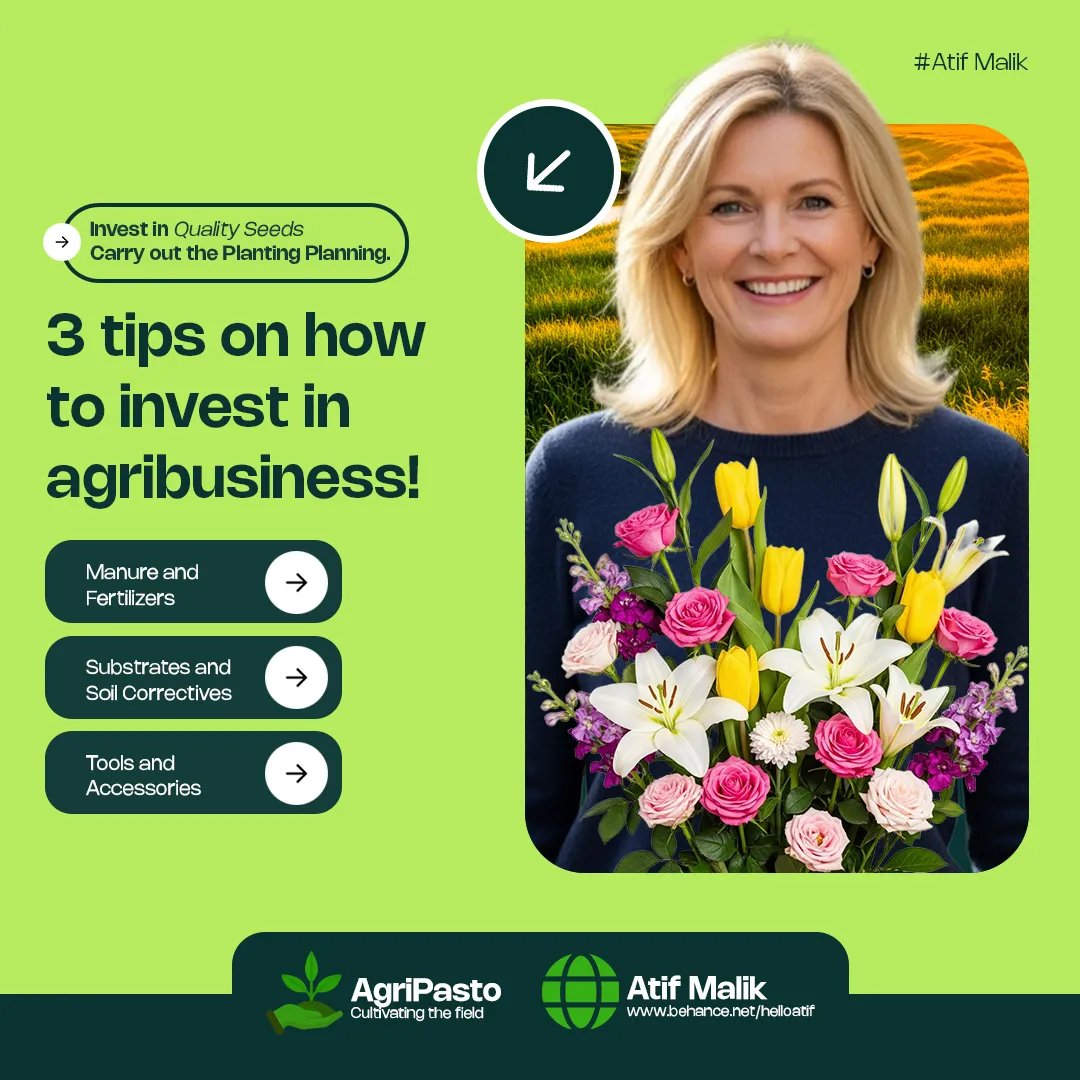 Modern Agribusiness Investment Tips Social Media Post Template