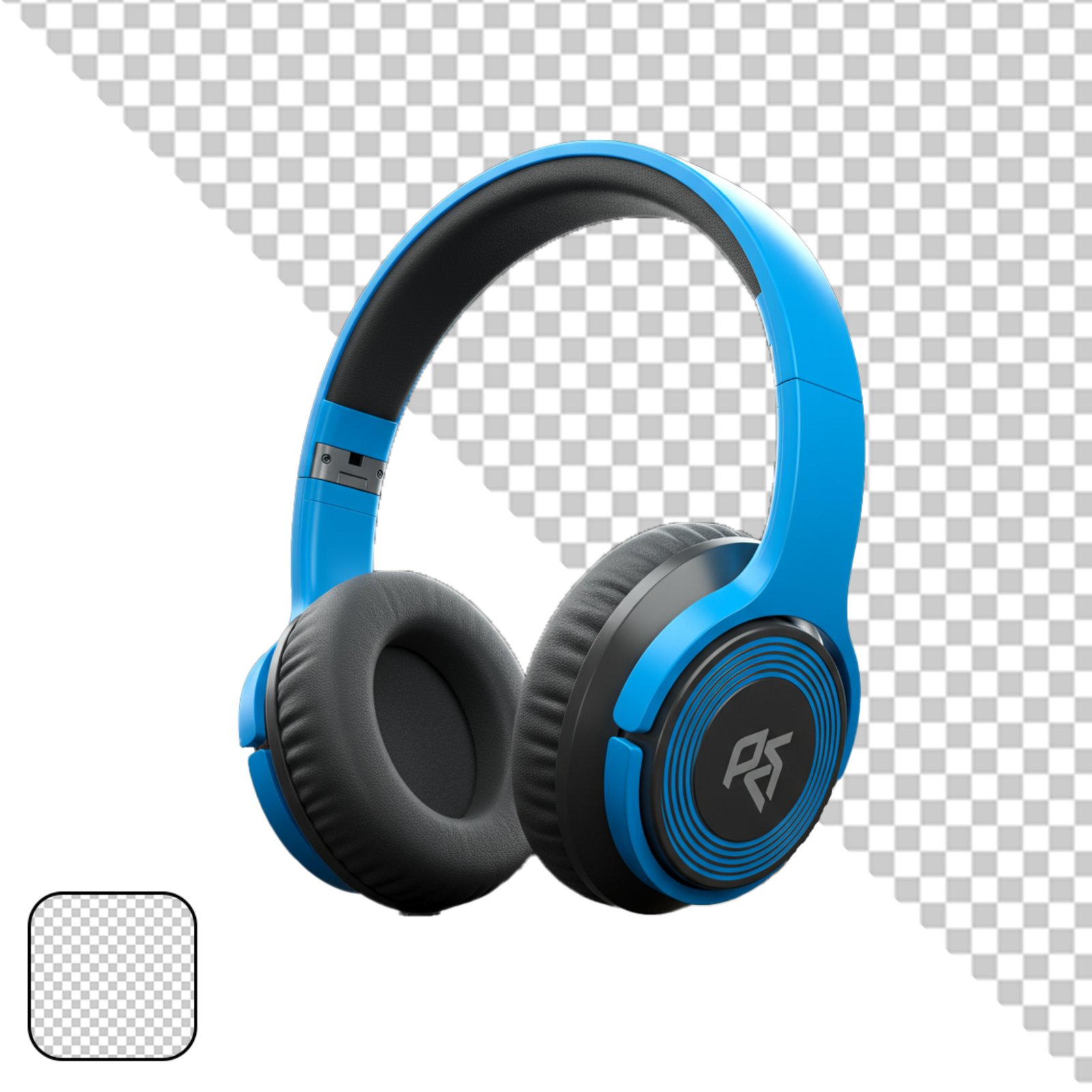 Modern Blue Over Ear Headphones Isolated On Transparent Background