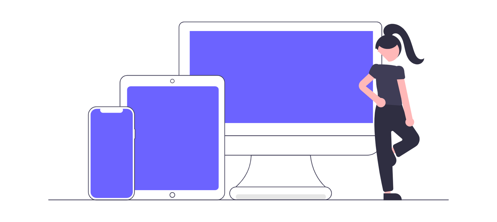 Modern Flat Illustration Of Responsive Devices And User Character