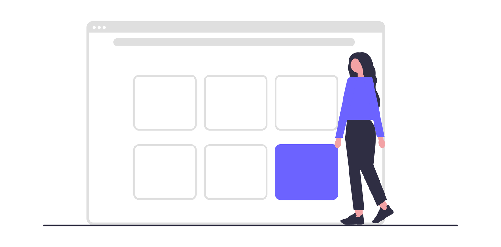 Modern Flat Illustration Of Woman Managing Online Content On Web Browser